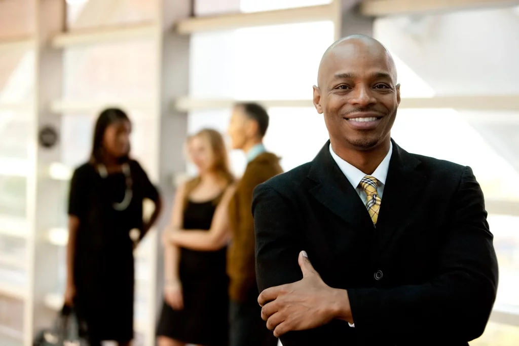 businessman in suite smiling