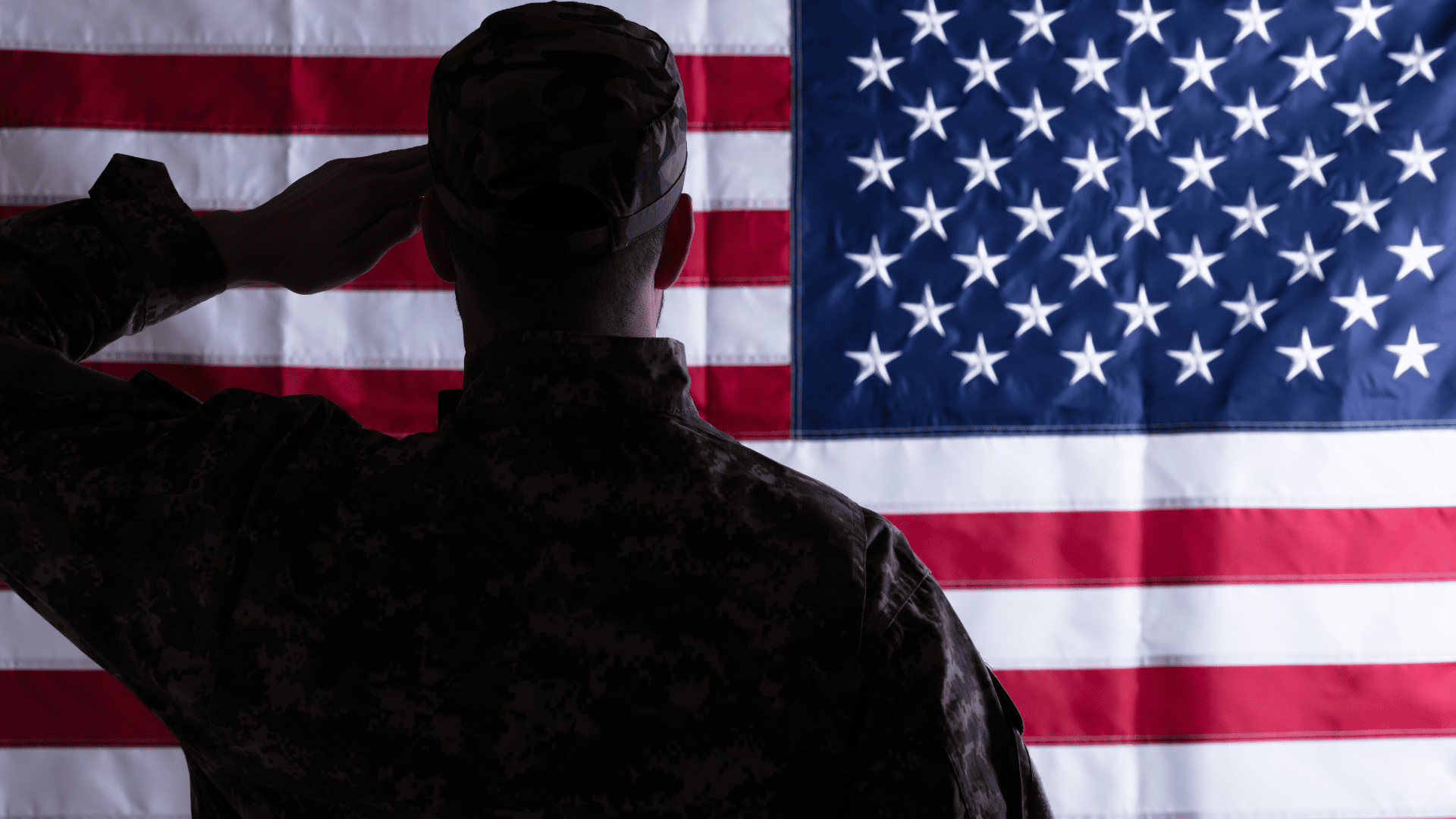 military soldier saluting the flag