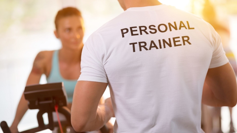 personal trainer and client